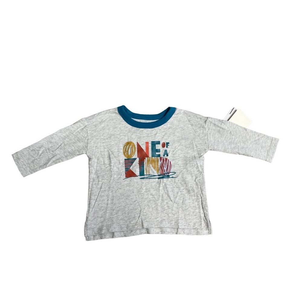 Open Edit Baby 6 Month Gray One Of A Kind Long Sleeve Crewneck Graphic Tee